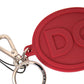 Red Rubber DG Logo Silver Brass Metal Keyring Keychain