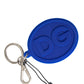 Blue Rubber DG Logo Silver Brass Metal Keyring Keychain