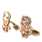 Gold Tone 925 Sterling Silver Crystal Cufflink