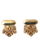 Gold Tone 925 Sterling Silver Crystal Cufflink