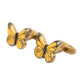 Gold Tone Brass Butterfly Enamel Men Cufflink