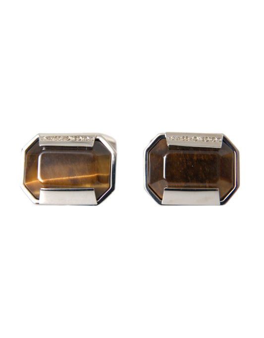 Silver Plated Brass Pin Crystal Cufflinks