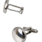 Silver Plated Brass Round Pin Men Cufflinks