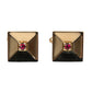 Gold Plated Brass Crystal Square Pin Cufflinks