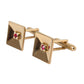 Gold Plated Brass Crystal Square Pin Cufflinks