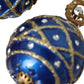 Gold Brass Blue Dangle Christmas Ball Crystal Clip On Earrings