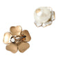 Gold Tone Maxi Faux Pearl Floral Clip-on Jewelry Earrings