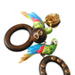 Multicolor Parrot Wood Brass Crystal Embellished Earrings