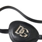 Black Calfskin Leather Metal DG Logo Eye Patch