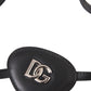 Black Calfskin Leather Metal DG Logo Eye Patch