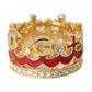 Gold Tone BrassCrystal Enamel DG CROWN Statement Ring