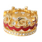 Gold Tone BrassCrystal Enamel DG CROWN Statement Ring