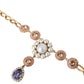 Gold Brass Crystal Purple Pink Pearl Pendants Necklace