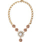 Gold Brass Crystal Purple Pink Pearl Pendants Necklace