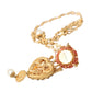 Gold BrassChain Sacred Heart Rose Crystal Charm Necklace