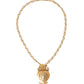 Gold Brass Chain Sacred Heart Crystal Charm Necklace