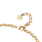 Gold Brass Chain Sacred Heart Crystal Charm Necklace