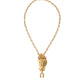 Gold Brass Chain Sacred Heart Crystal Charm Necklace