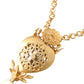 Gold Brass Chain Sacred Heart Crystal Charm Necklace