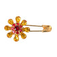 Gold Brass Floral Crystal Jewelry Brooch Pin