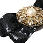 Black Sequin Pearl Handmade Brooch Hair Pin