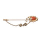 Gold Brass Crystal Chain 925 Sterling Silver Pin Brooch