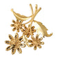 Gold Yellow Green Filigree Flower Crystals Brooch Pin