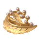 Gold Brass Leaf Embellished Jewelry Brooch Hair Pin