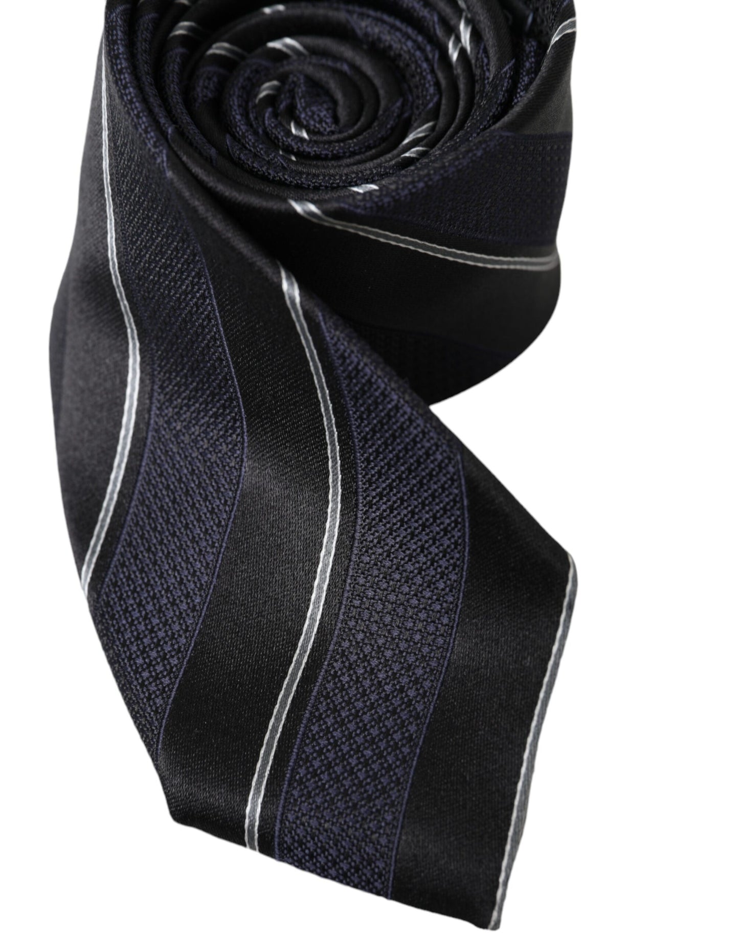 Black White Stripes Silk Adjustable Tie