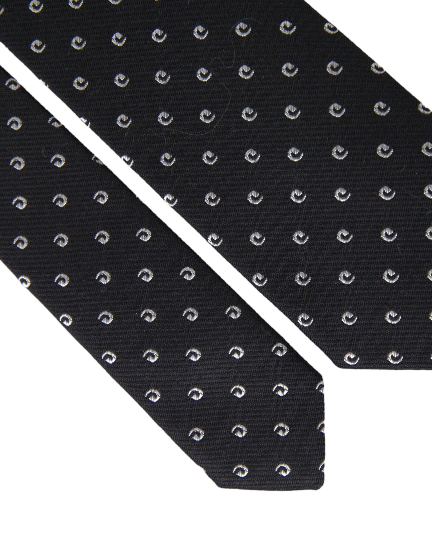 Black Logo Cotton Blend Adjustable Tie