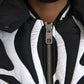 Black White Stripes Hooded Puffer Jacket