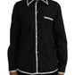 Black Collared Long Sleeve Cotton Casual Shirt