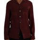 Maroon Crown Jacquard Silk Long Sleeve Shirt