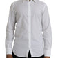 White Logo Cotton Men Dress GOLD Shirt