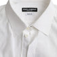 White Logo Cotton Men Dress GOLD Shirt