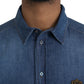 Blue Crown Bee Cotton Denim GOLD Shirt