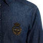 Blue Crown Bee Cotton Denim GOLD Shirt