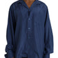 Blue Silk Long Sleeve Lounge Casual Shirt