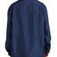 Blue Silk Long Sleeve Lounge Casual Shirt