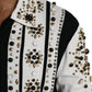 White Black Silk Studded Stone Crystal Shirt