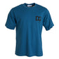 Blue Logo Round Neck Short Sleeves T-shirt