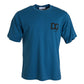 Blue Logo Round Neck Short Sleeves T-shirt