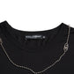 Black Cotton Silver Chain Short Sleeve T-shirt