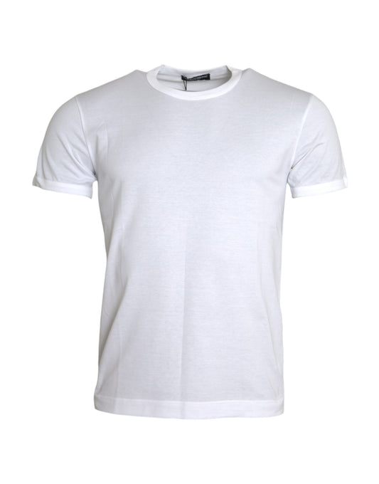 White Cotton Round Neck Short Sleeve T-shirt