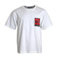 White Red Lips Print Cotton Men T-shirt