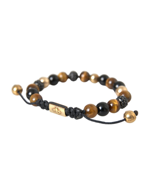 CZ Ball Tiger Eye Stone Copper Beaded Men Bracelet