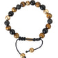 CZ Ball Tiger Eye Stone Copper Beaded Men Bracelet