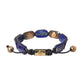 Flat Bead Blue Lapis White CZ 925 Bracelet Mens