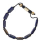 Flat Bead Blue Lapis White CZ 925 Bracelet Mens