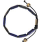 Flat Bead Blue Lapis White CZ 925 Bracelet Mens